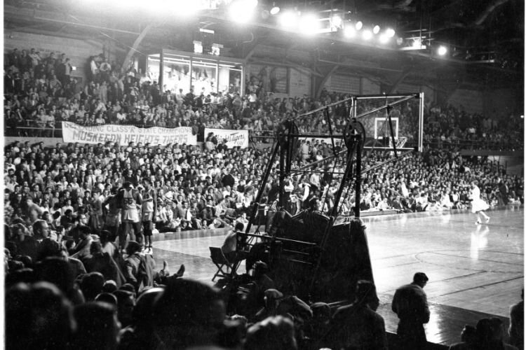 A Michigan high school basketball tournament (Class A Quarterfinals) game in 1957.