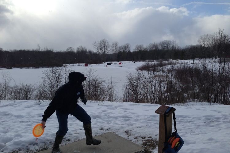 Winter disc golf at Isabella County’s Deerfield Park.