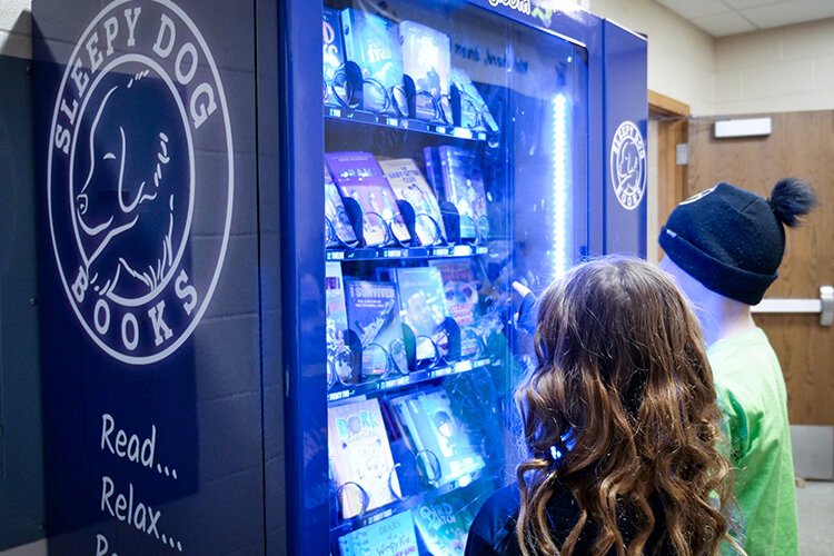Book vending machines at Mt. Pleasant Public Schools’s Fancher Elementary.