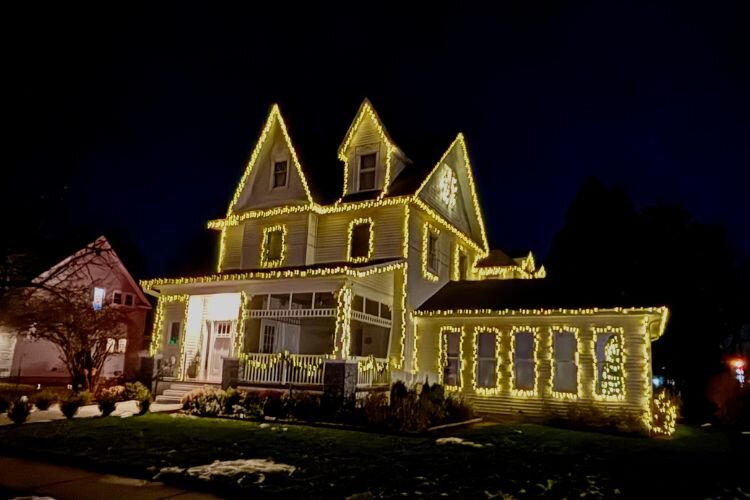 Located across the street from the Kinney Lodge is another impressive holiday lights display in Mt. Pleasant.