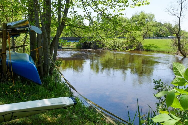 The scenic view of Chippewa River from Buckley’s Mountainside Canoes