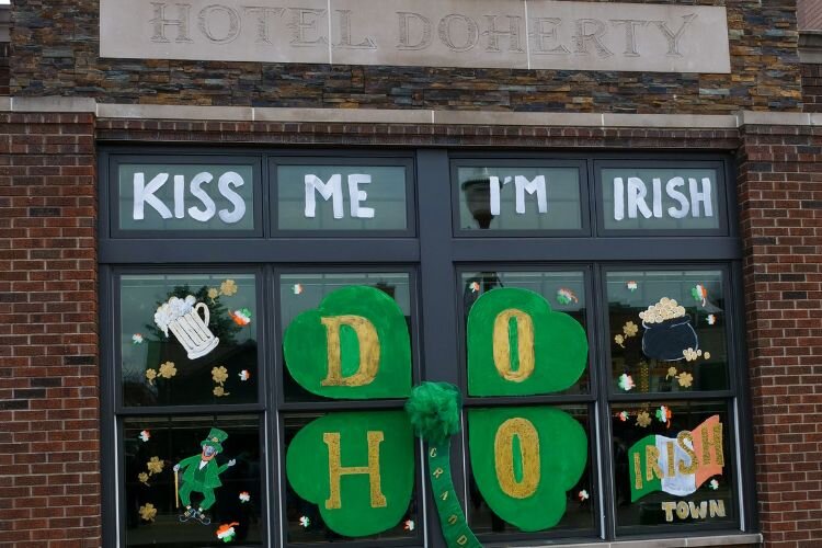 The Doherty Hotel participates in the 49th Annual Clare Irish Festival’s window decorating contest. Photo Credit: Courtney Jerome / Epicenter Mt. Pleasant