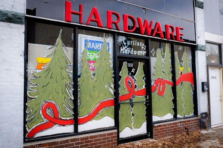At Hardware on Main Street you’ll see artist Megan Bair’s holiday handiwork. Photo Credit: Courtney Jerome / Epicenter Mt. Pleasant