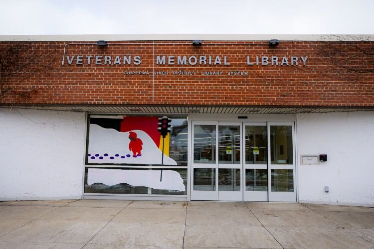“The Snowy Day” depicted by artist Corby Blem at the Veteran’s Memorial Library. Photo Credit: Courtney Jerome / Epicenter Mt. Pleasant