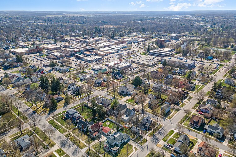 Aerial view of Downtown Mt. Pleasant, Michigan. (Photo courtesy of Greg Hall)