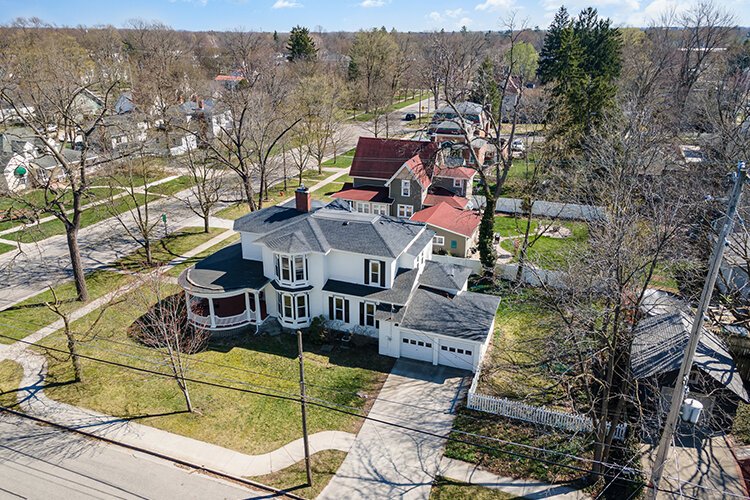 Aerial view of a historic home in Mt. Pleasant, Michigan. (Photo courtesy of Greg Hall)