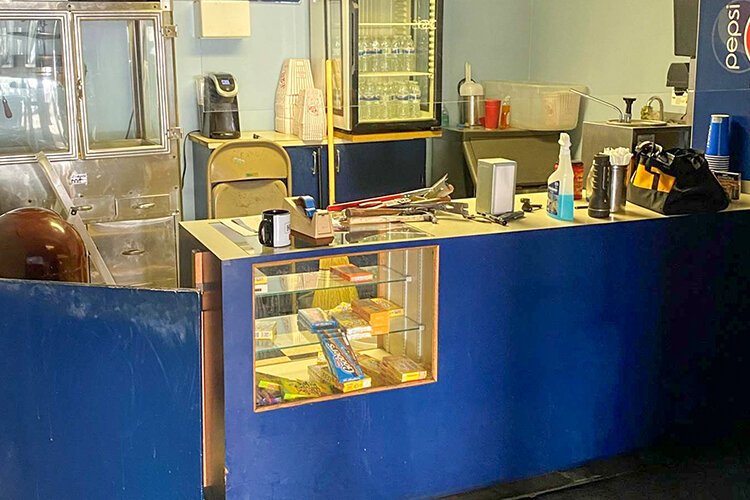 Ideal Theater's concession area prior to renovations. (Photo courtesy of Lisa Benic)