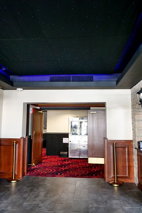 The lobby of Clare's newly renovated Ideal Theater, complete with a star-gazed ceiling. (Photo: Courtney Jerome/Epicenter)