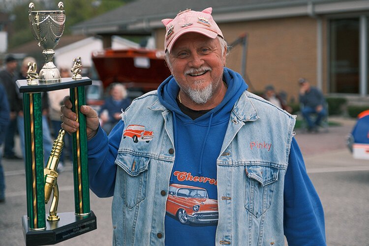 Pinky Hosford of Cedar Spring, MI entered his 1957 Chevrolet Bel Air in the Classic Car & Truck Show at the Maple Syrup Festival held in Shepherd, MI on Saturday, April 29, 2023. Pinky’s red Chevy coup was named one of the top 40 vehicles in the show. (Photo: Dan Gaken/Epicenter)