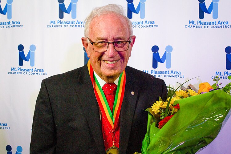 Long-time Mt. Pleasant resident and community leader Don Hire received the 2022 Outstanding Citizen of the Year Award at the Mt. Pleasant Area Chamber of Commerce's 66th Annual Awards Banquet on March 4, 2023. (Photo courtesy of Mt. Pleasant Area Chamber of Commerce)