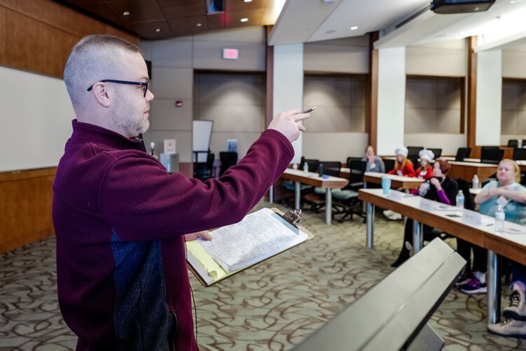 My 104.3 WCZY-FM Sports Director Chris Spachman emcees the 8th annual United Way of Gratiot and Isabella County's PITCH-ER THIS! in the Central Michigan University College of Medicine in Mt. Pleasant, MI, Saturday February 25, 2023. (Photo: Dan Gaken/Epicenter)