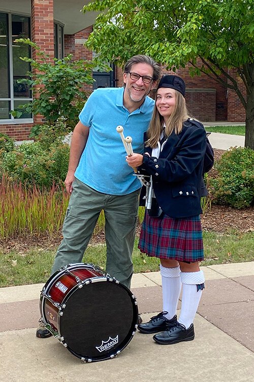 Audrey Merrifield and father, Todd Merrifield, on Alma College's campus. (Photo courtesy of Audrey Merrifield)