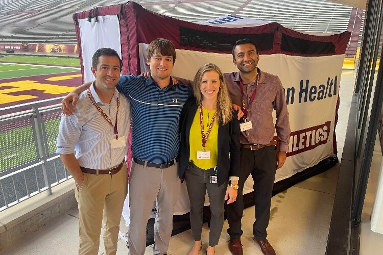 From left: Sports Medicine & Musculoskeletal Care Provider Richard Giannotti Jr., D.O., Fellowship-trained Primary Care Sports Medicine Specialist AJ Pinney, D.O., Orthopedic Surgeons & Sports Medicine Providers Teresa Hall D.O. and Sabin Shah M.D