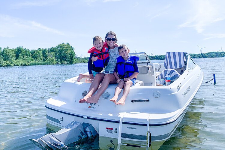 Jerome and her family enjoy boating on local waterways and lakes.