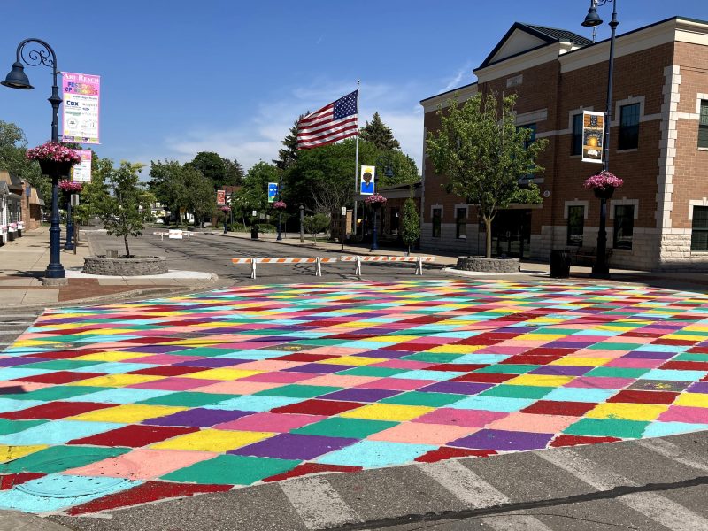 Once complete, Paint the Pavement leaves three intersections along Broadway St. with unique art.