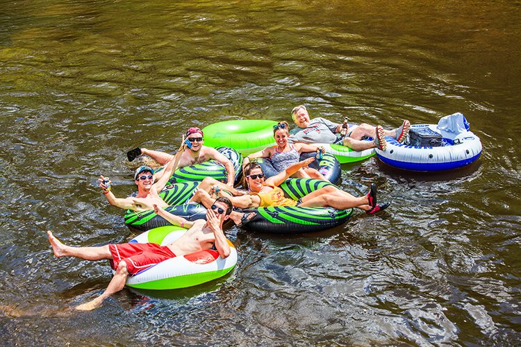 Floating on the Chippewa River. Photo Courtesy of the Mt. Pleasant Area Convention & Visitors Bureau.