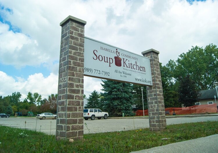 The Isabella Community Soup Kitchen distributes food drive through style on Monday, Wednesday, and Friday from 11 a.m. to 1 p.m. at the organization’s 621 S. Adams St. location.