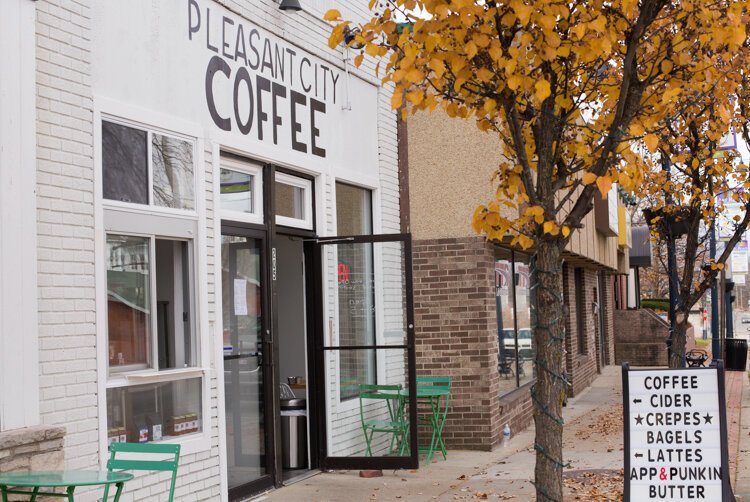 Pleasant City Coffee has a walk-up window and also offers indoor and outdoor seating options for customers.