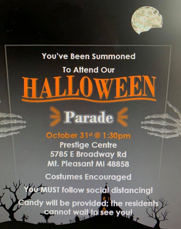Prestige Centre Assisted Living and Memory Care will host an outdoor Halloween Parade Oct. 31 at 1:30 p.m.
