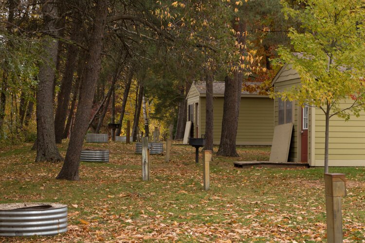 Cabins at Coldwater Lake Family Park are one-room, rustic cabins that overlook the lake.