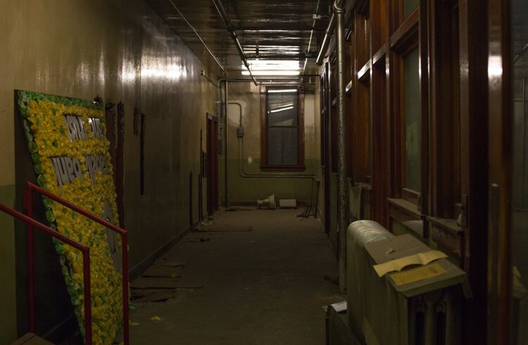 The second floor hallway of 200 E. Broadway, which is a 23,555 square-foot building located in Mt. Pleasant, Michigan.

"It’s a lot of real estate to have vacant downtown and if you can activate it, it just makes all the difference," says Michelle Sponseller, Downtown Development Director for the City of Mt. Pleasant. "New businesses, and potentially, housing as well. I mean it would be huge, and it hasn't been back online in decades."