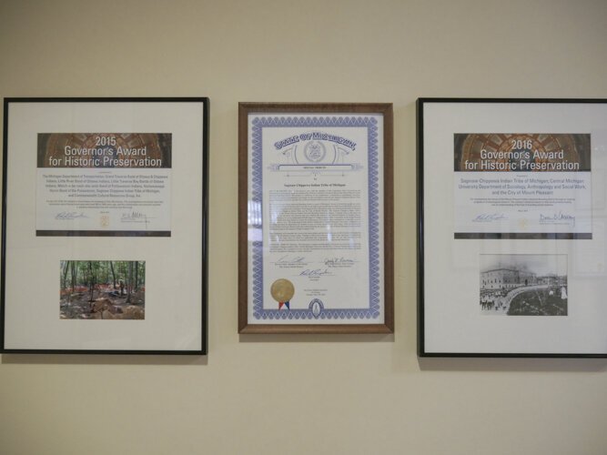 In 2016, the Saginaw Chippewa Indian Tribe of Michigan, along with others involved in preserving the Mt. Pleasant Indian Industrial Boarding School site received the Governor’s Award for Historic Preservation. 