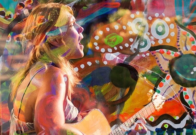 Megoran performing with Love Street Live. 