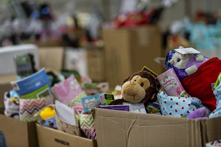 Children's stockings lay in wait for their distribution Dec. 6 at Finch Fieldhouse on Central Michigan University's campus. Volunteers created over 500 stockings, according to Carole Ford with the William Strickler Pantry.