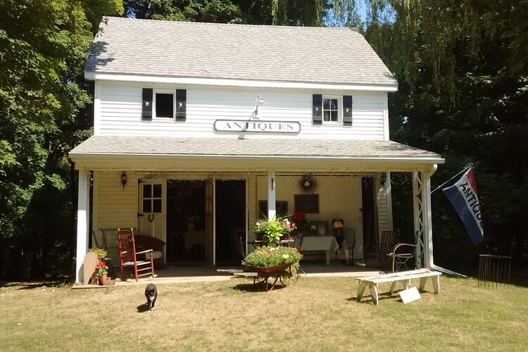 This converted carriage house is the home of Best Friends Antiques.