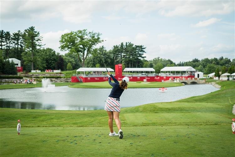 LPGA player Lin Xiyu tees off.