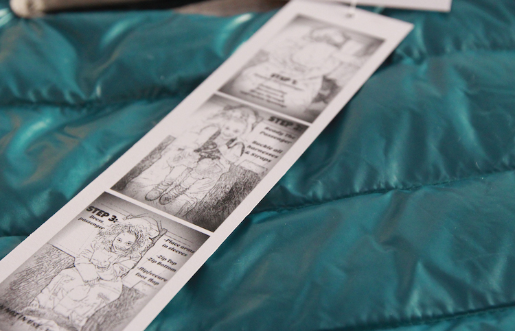 Each bodycoat comes with step-by-step instructions featuring Zoey as a model. 