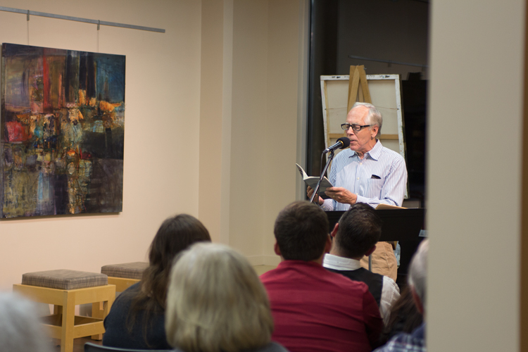 Poet Marc Hudson read a selection of his work to a full house last month at the Wellspring Literary Series tenth season kickoff