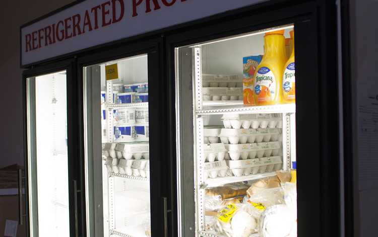 Refrigerated foods inside the CNN Pantry at the Strickler Non-Profit Center