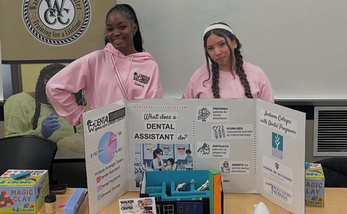 Walker Career Center students present on the role of dental assistants.