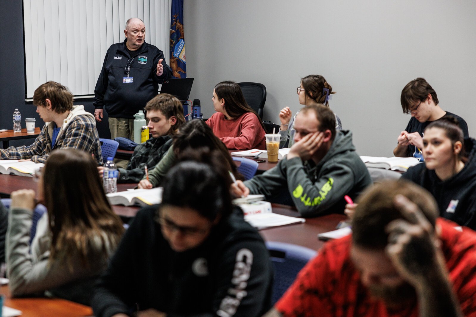 Lapeer County EMS Education Program Manager Luke Bowen leads a session of the new EMT training program.