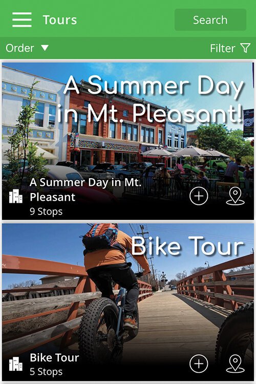 The “Tours” section of the MPACVB mobile app offers guided area tours. (Photo Courtesy of MPACVB)