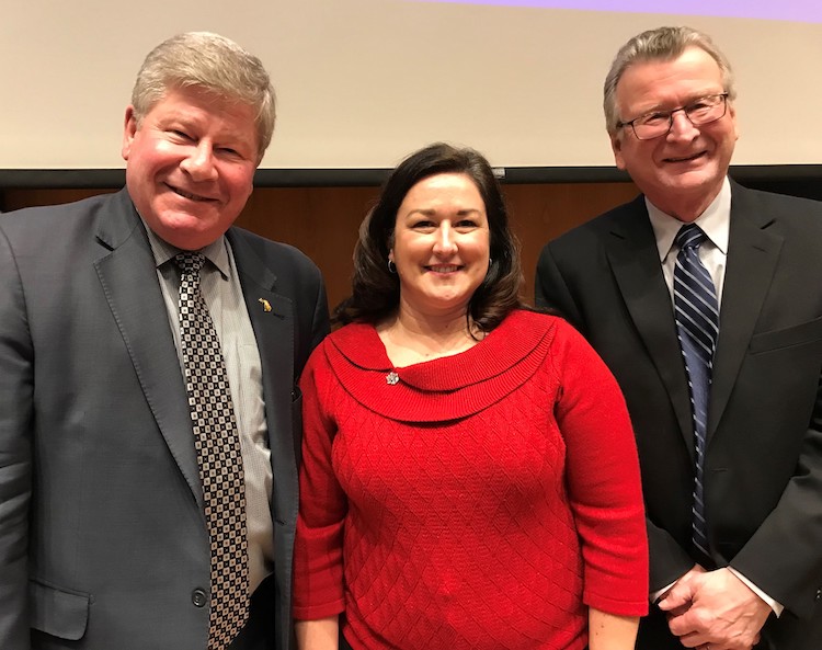 Superintendents Sheryl Presler (Clare/Gladwin) and Jan Amsterburg (Gratiot/Isabella) pose with Rich Baird, Senior Advisor to former Governor Snyder