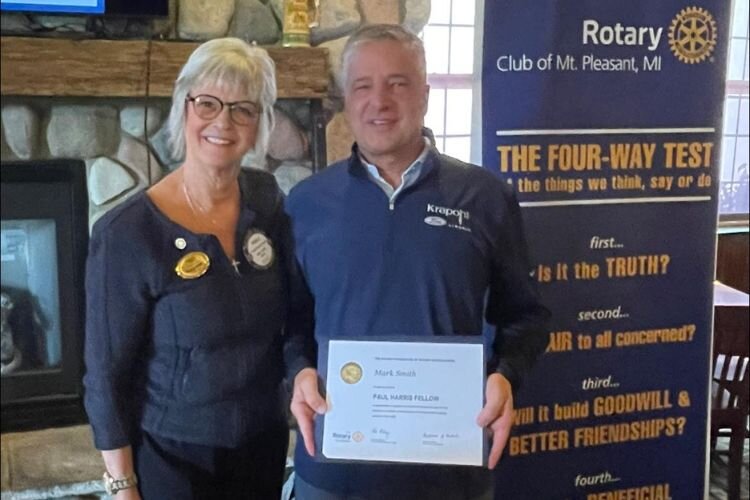 Mark Smith of Krapohl Ford was honored as the October 2024 Paul Harris Fellow.